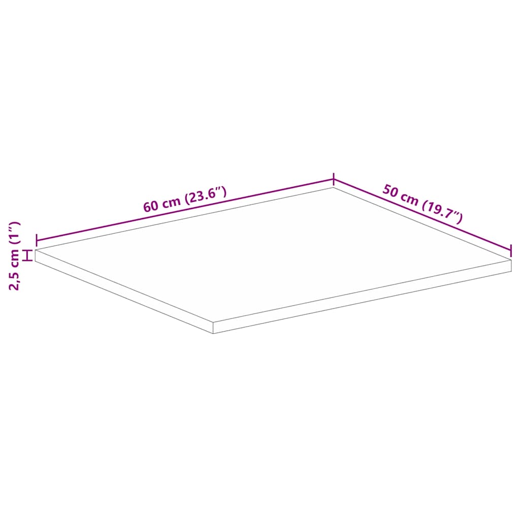 vidaXL Table Top 60x50x2,5 cm Rectangular Solid Wood Reclaimed