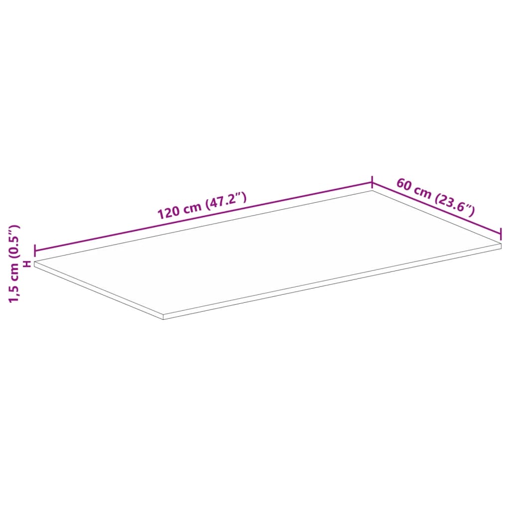 vidaXL Table Top 120x60x1,5 cm Rectangular Solid Wood Reclaimed