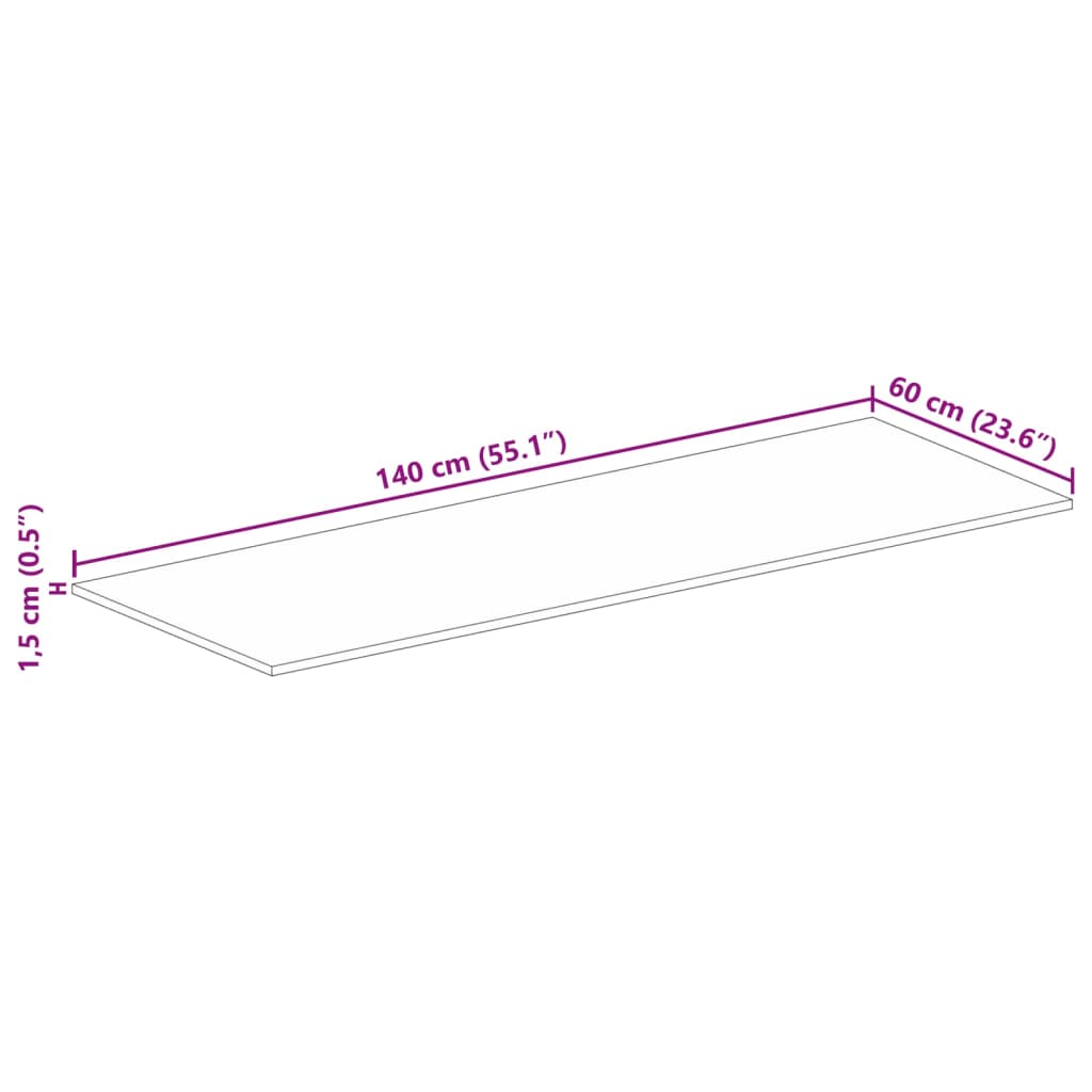 vidaXL Table Top 140x60x1,5 cm Rectangular Solid Wood Reclaimed