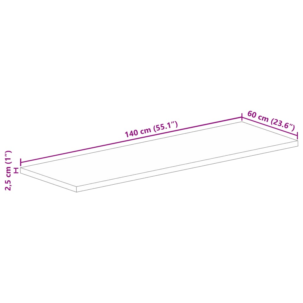 vidaXL Table Top 140x60x2,5 cm Rectangular Solid Wood Reclaimed