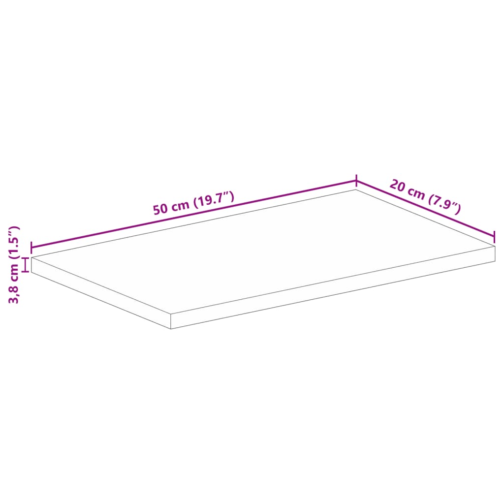 vidaXL Table Top 50x20x3,8 cm Rectangular Solid Wood Reclaimed