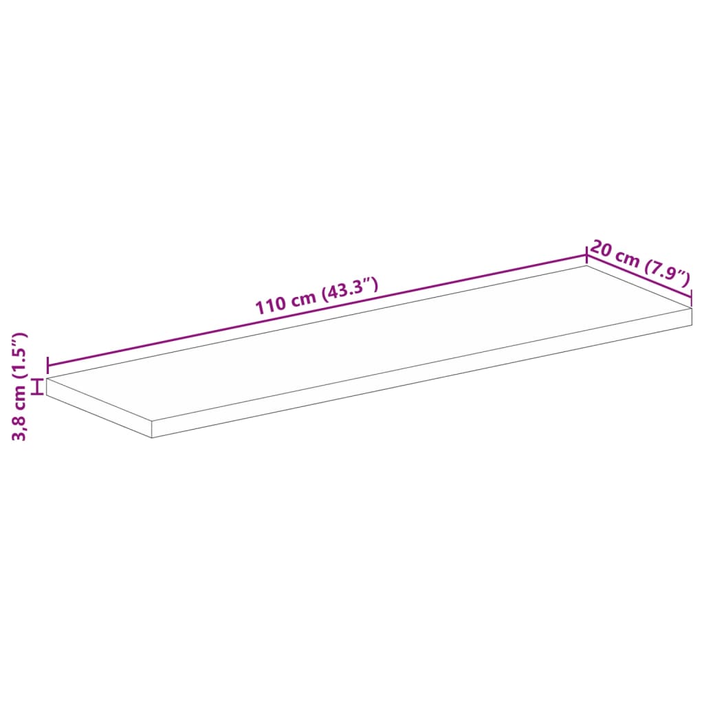 vidaXL Table Top 110x20x3,8 cm Rectangular Solid Wood Reclaimed