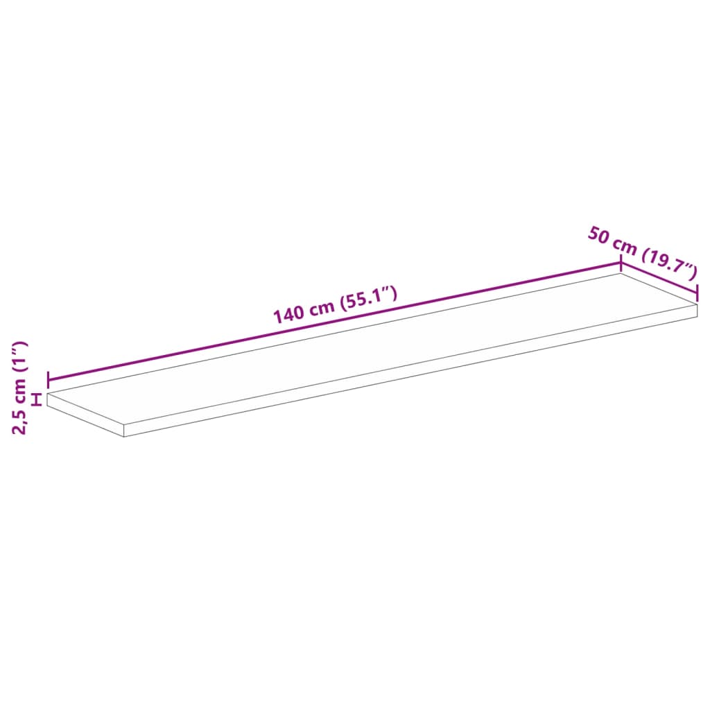 vidaXL Table Top 140x50x2,5 cm Rectangular Solid Wood Reclaimed