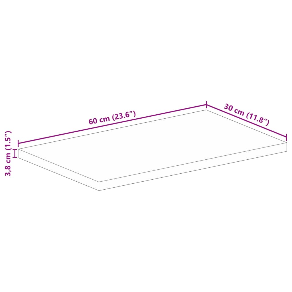 vidaXL Table Top 60x30x3,8 cm Rectangular Solid Wood Reclaimed