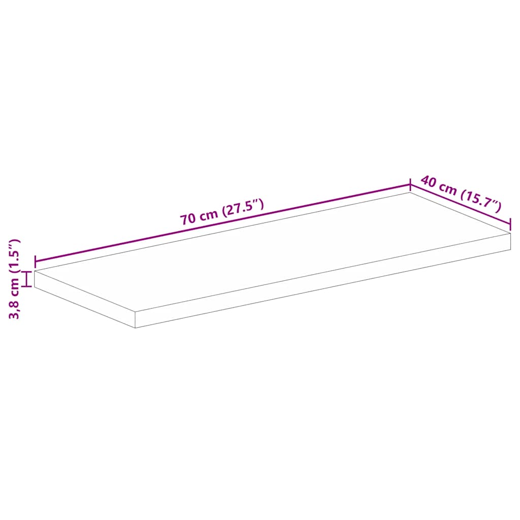 vidaXL Table Top 70x40x3,8 cm Rectangular Solid Wood Rough Mango