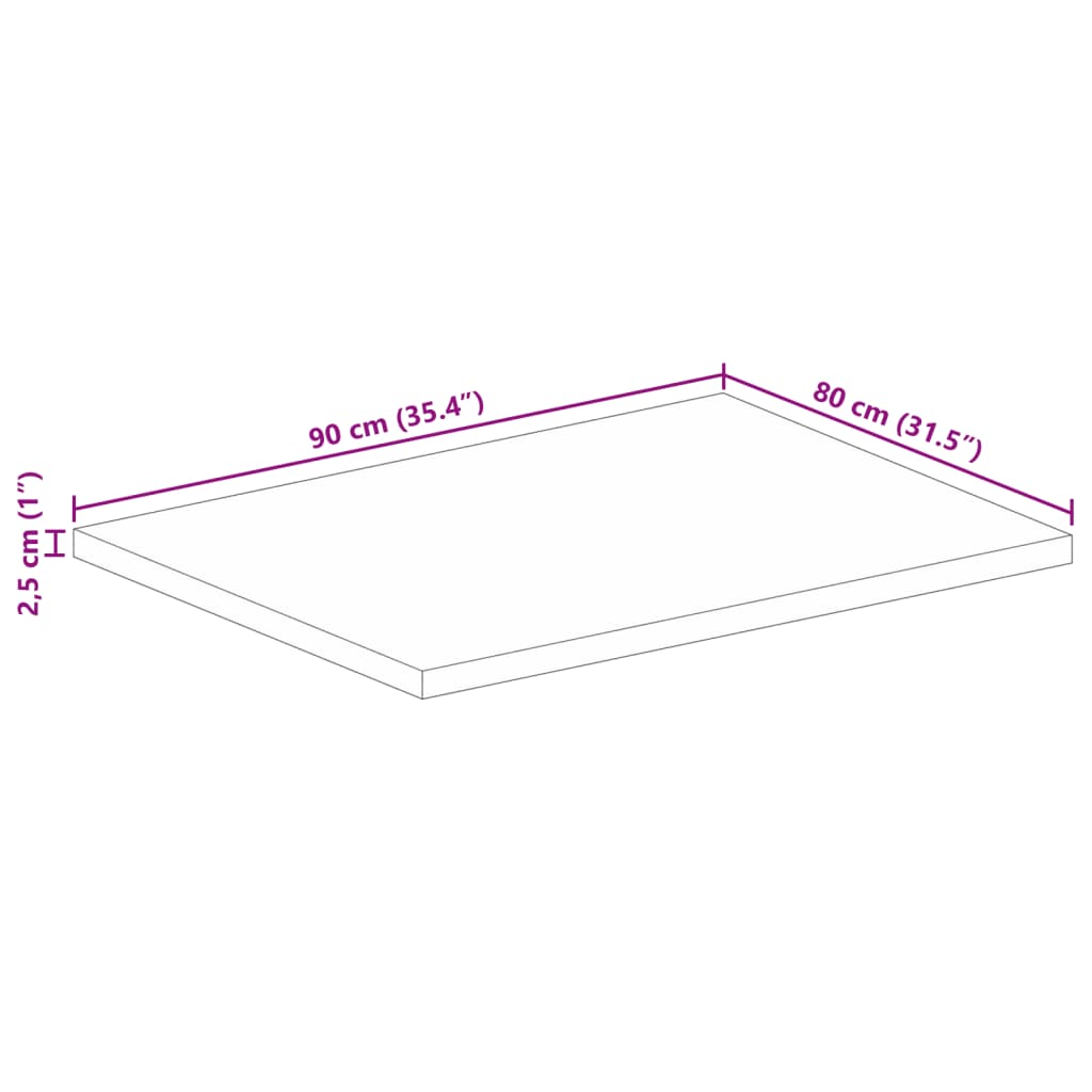 vidaXL Table Top 90x80x2,5 cm Rectangular Solid Wood Mango