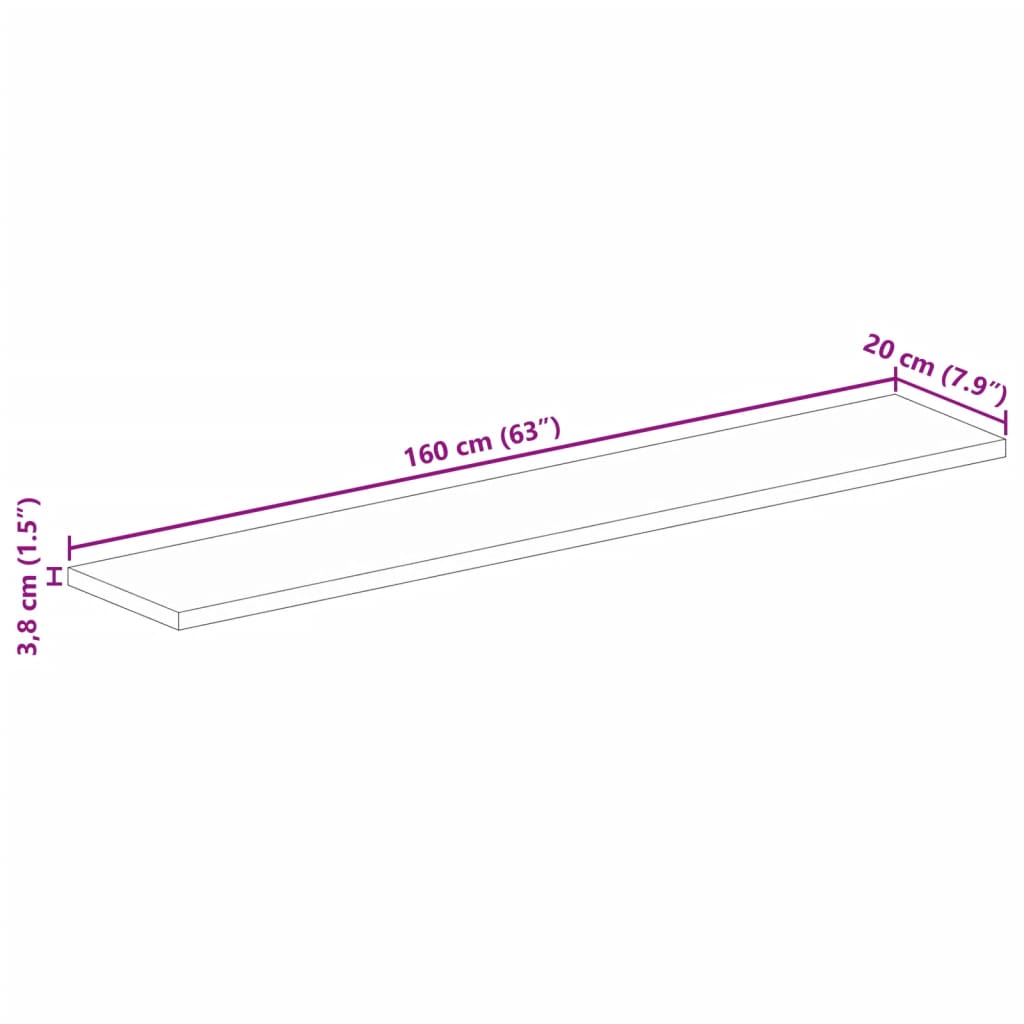 vidaXL Table Top 160x20x3.8 cm Rectangular Solid Wood Mango