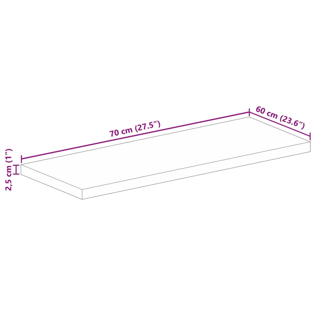 vidaXL Table Top 70x60x2.5 cm Rectangular Solid Wood Mango