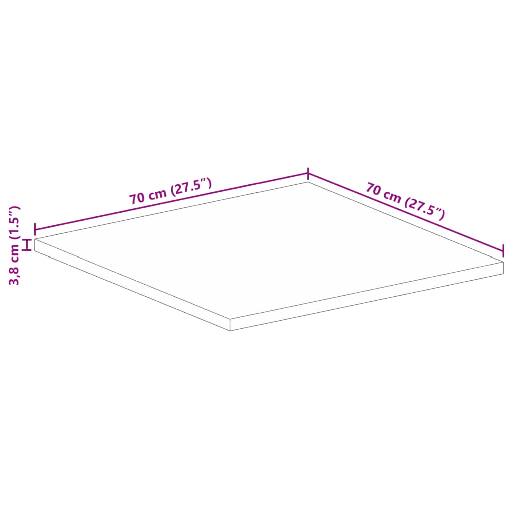vidaXL Table Top 70x70x3.8 cm Square Solid Wood Mango