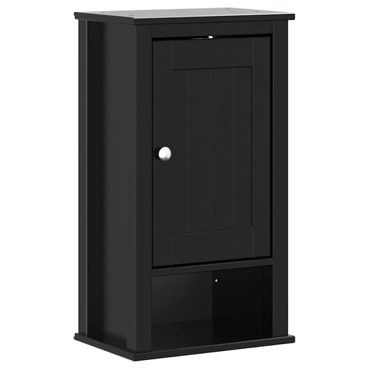 vidaXL Bathroom Wall Cabinet | Black | Solid Pine, Engineered Wood, Metal