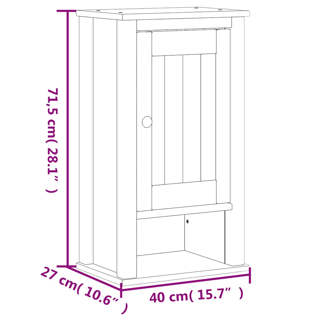vidaXL Bathroom Wall Cabinet "BERG" Black 40x27x71,5 cm Solid Wood Pine