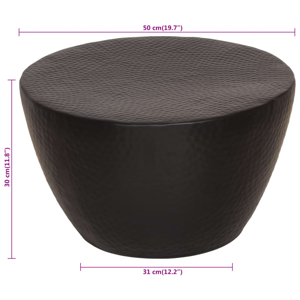 vidaXL Coffee Table Hammered Aluminium Ø 50x30 cm Black