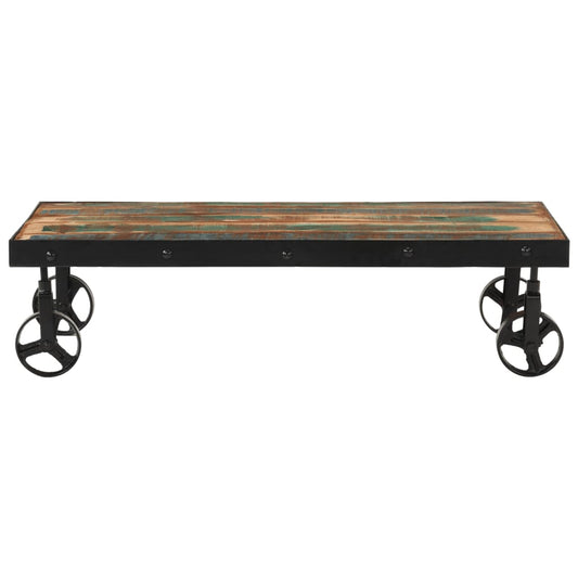 vidaXL Coffee Table with Wheels Solid Reclaimed Wood 100x55x26 cm