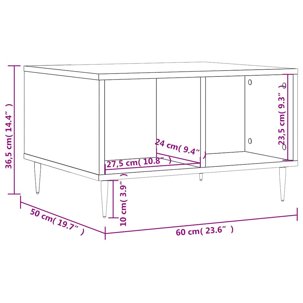 vidaXL Coffee Table Sonoma Oak 60x50x36,5 cm Engineered Wood