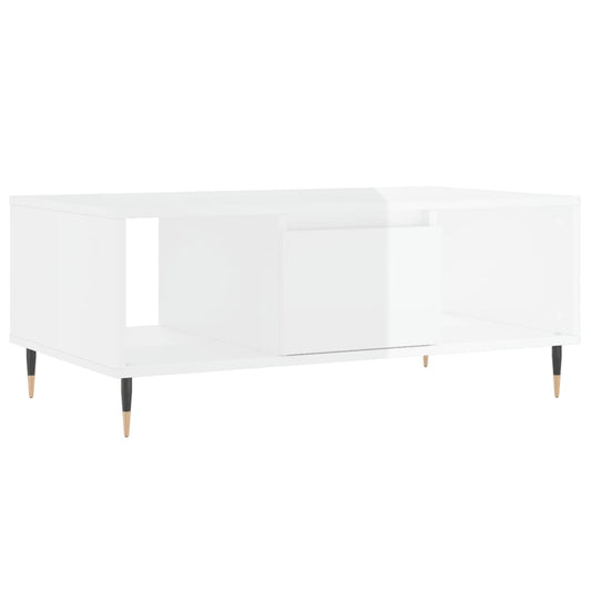 vidaXL Coffee Table High Gloss White 90x50x36,5 cm Engineered Wood