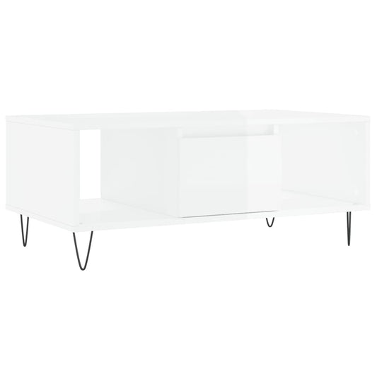 vidaXL Coffee Table High Gloss White 90x50x36.5 cm Engineered Wood