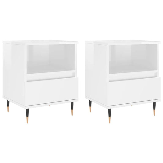 vidaXL Bedside Cabinets 2 pcs High Gloss White 40x35x50 cm Engineered Wood