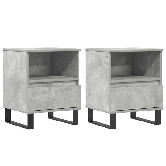 vidaXL Bedside Cabinets 2 pcs Concrete Grey 40x35x50cm Engineered Wood
