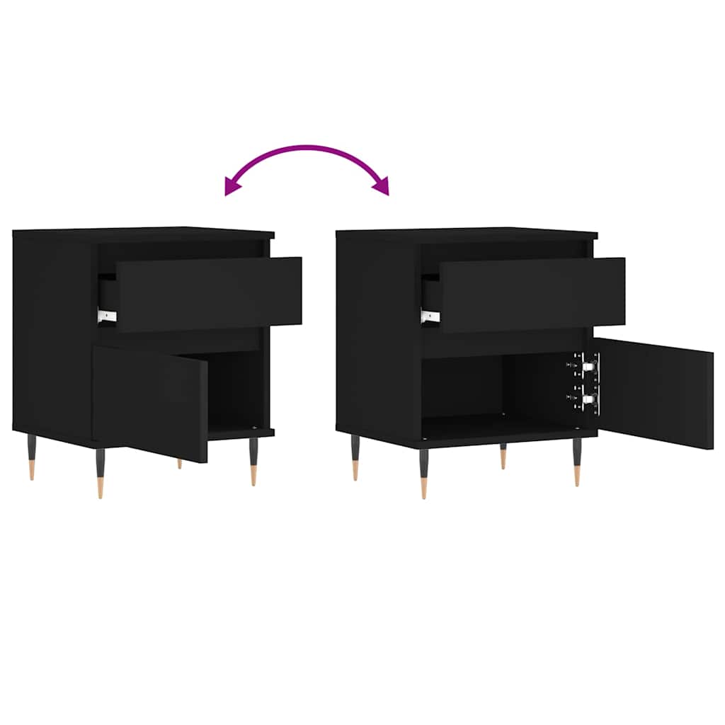 vidaXL Bedside Cabinet Black 40x35x50 cm Engineered Wood