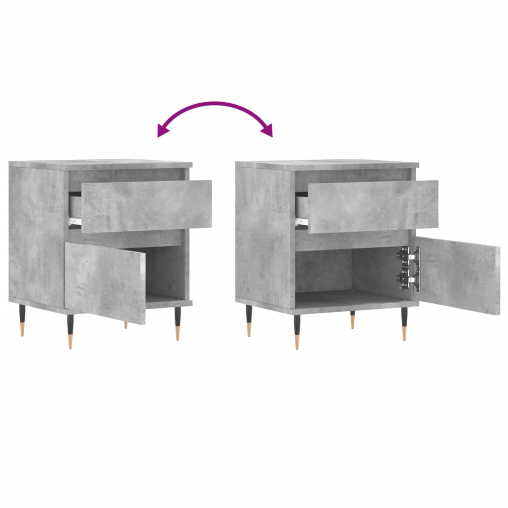 vidaXL Bedside Cabinets 2 pcs Concrete Grey 40x35x50cm Engineered Wood