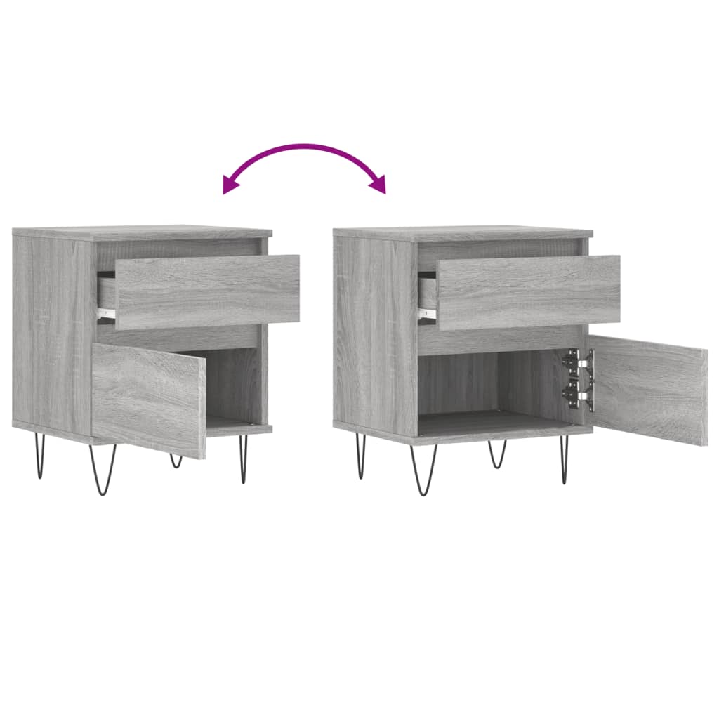 vidaXL Bedside Cabinets 2 pcs Grey Sonoma 40x35x50 cm Engineered Wood