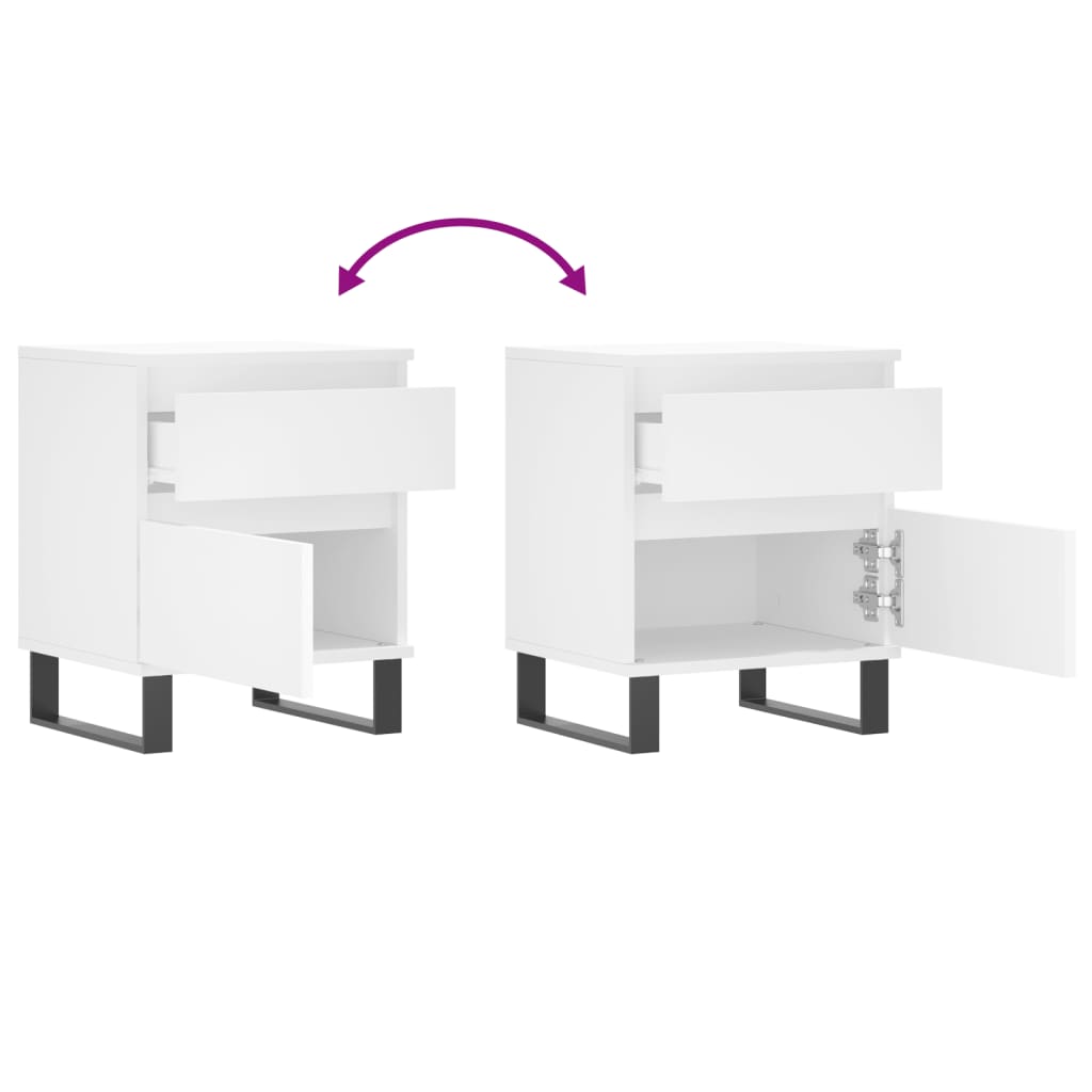 vidaXL Bedside Cabinet White 40x35x50 cm Engineered Wood