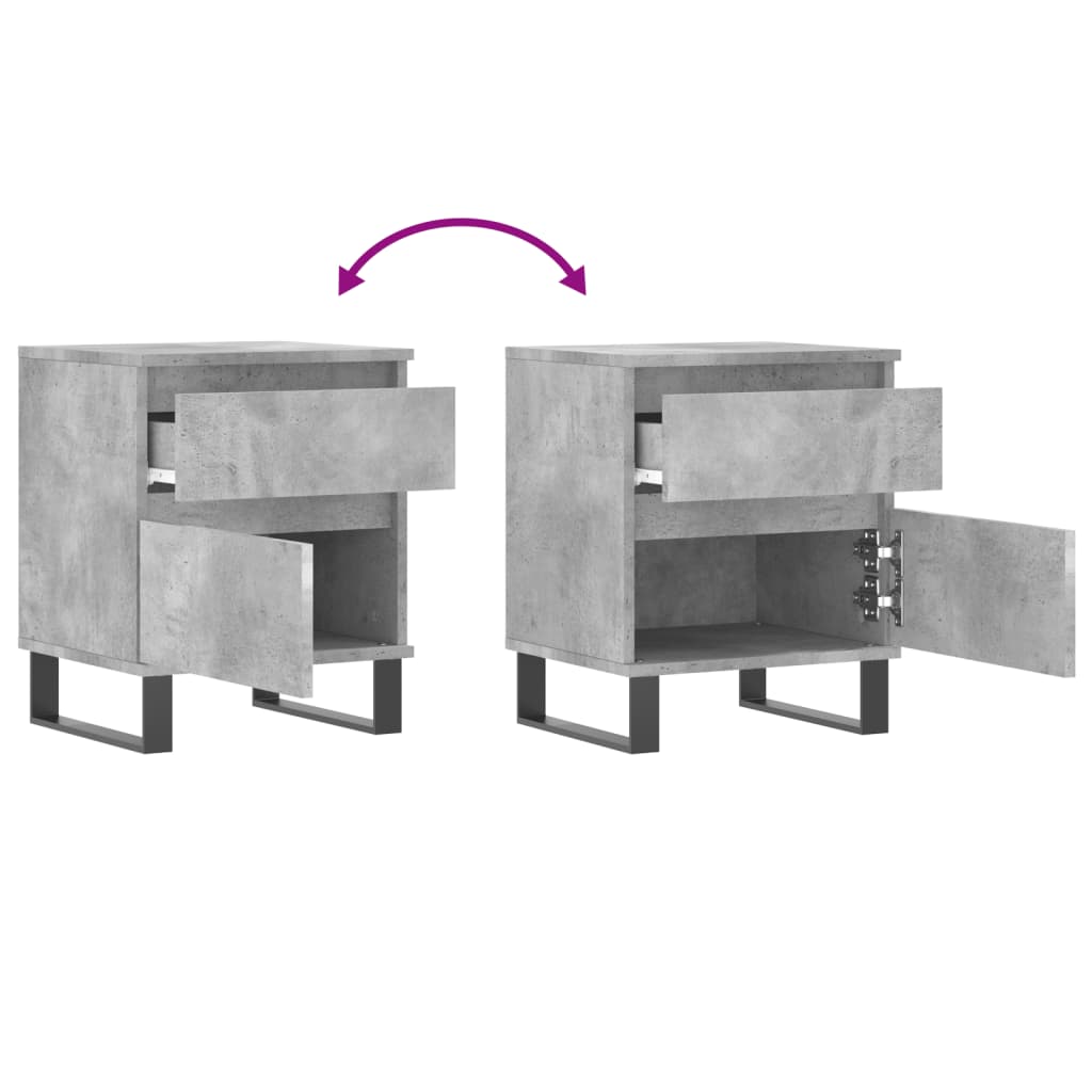 vidaXL Bedside Cabinets 2 pcs Concrete Grey 40x35x50cm Engineered Wood
