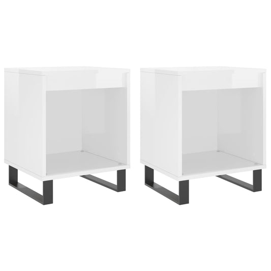 vidaXL Bedside Cabinets 2 pcs High Gloss White 40x35x50 cm