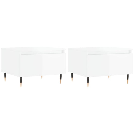 vidaXL Coffee Tables 2 pcs High Gloss White 50x46x35cm Engineered Wood