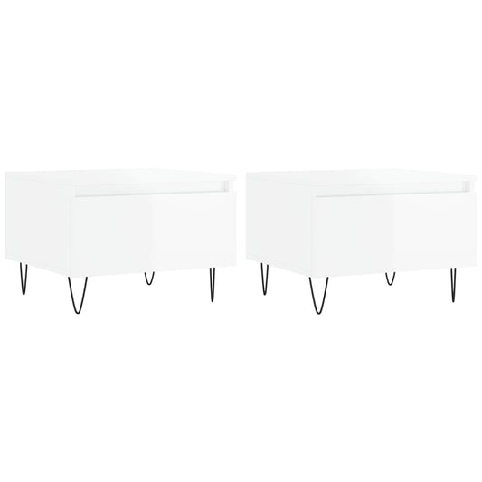 vidaXL Coffee Tables 2 pcs High Gloss White 50x46x35cm Engineered Wood