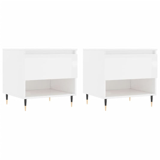 vidaXL Coffee Tables 2 pcs High Gloss White 50x46x50cm Engineered Wood