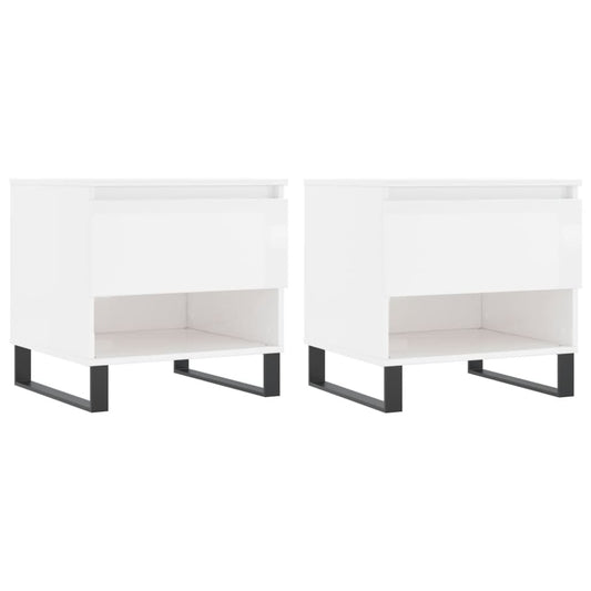 vidaXL Coffee Tables 2 pcs High Gloss White 50x46x50cm Engineered Wood