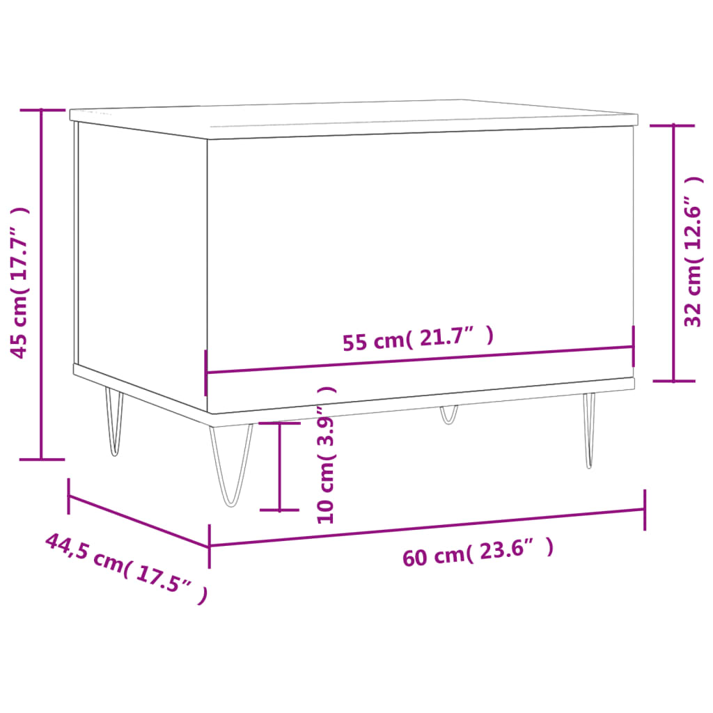 vidaXL Coffee Table White 60x44.5x45 cm Engineered Wood