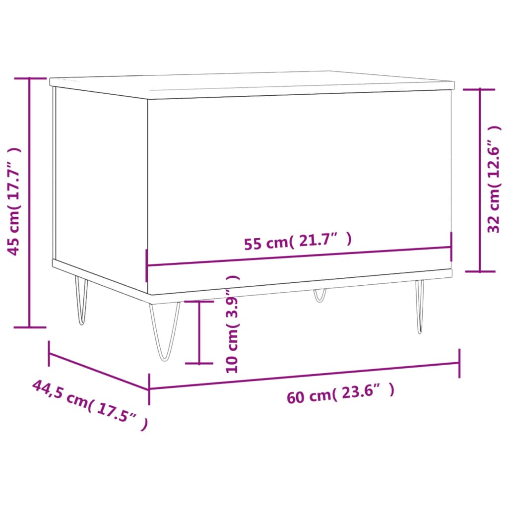 vidaXL Coffee Table Black 60x44.5x45 cm Engineered Wood