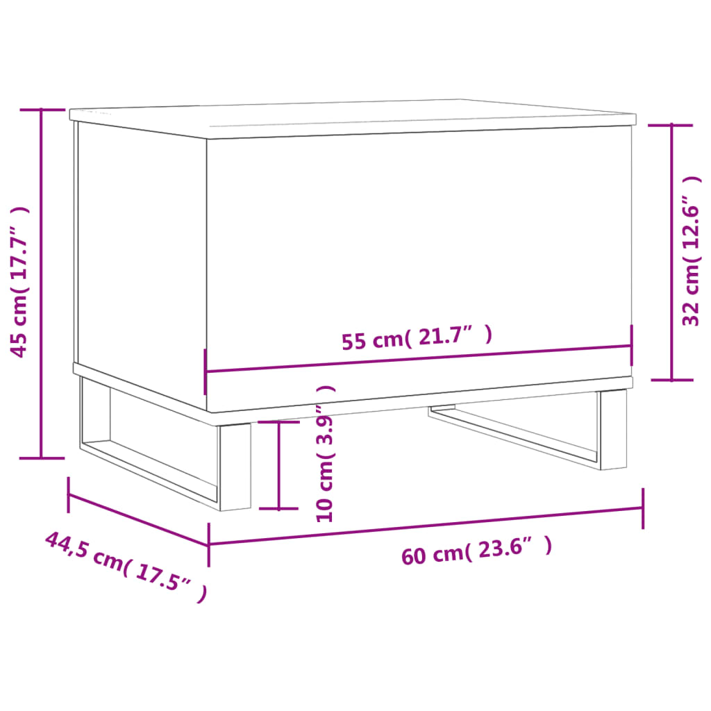vidaXL Coffee Table Concrete Grey 60x44.5x45 cm Engineered Wood