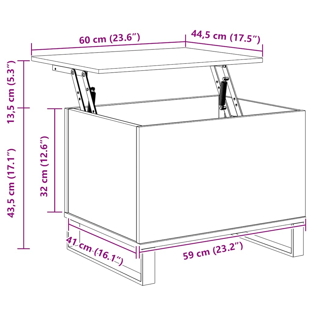 vidaXL Coffee Table Grey Sonoma 60x44,5x45 cm Engineered Wood