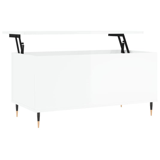 vidaXL Coffee Table High Gloss White 90x44,5x45 cm Engineered Wood