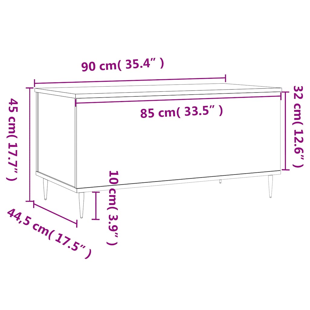 vidaXL Coffee Table Brown Oak 90x44,5x45 cm Engineered Wood