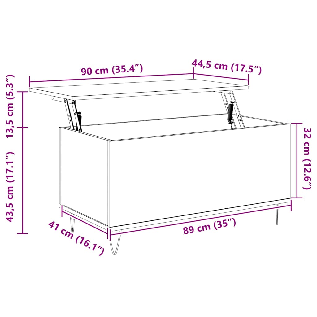 vidaXL Coffee Table Grey Sonoma 90x44,5x45 cm Engineered Wood