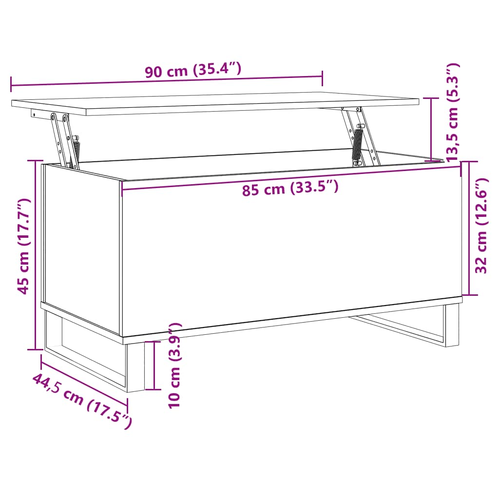 vidaXL Coffee Table Smoked Oak 90x44.5x45 cm Engineered Wood