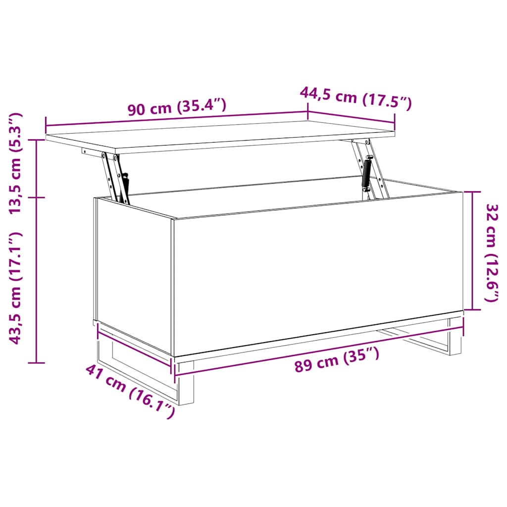 vidaXL Coffee Table Grey Sonoma 90x44.5x45 cm Engineered Wood