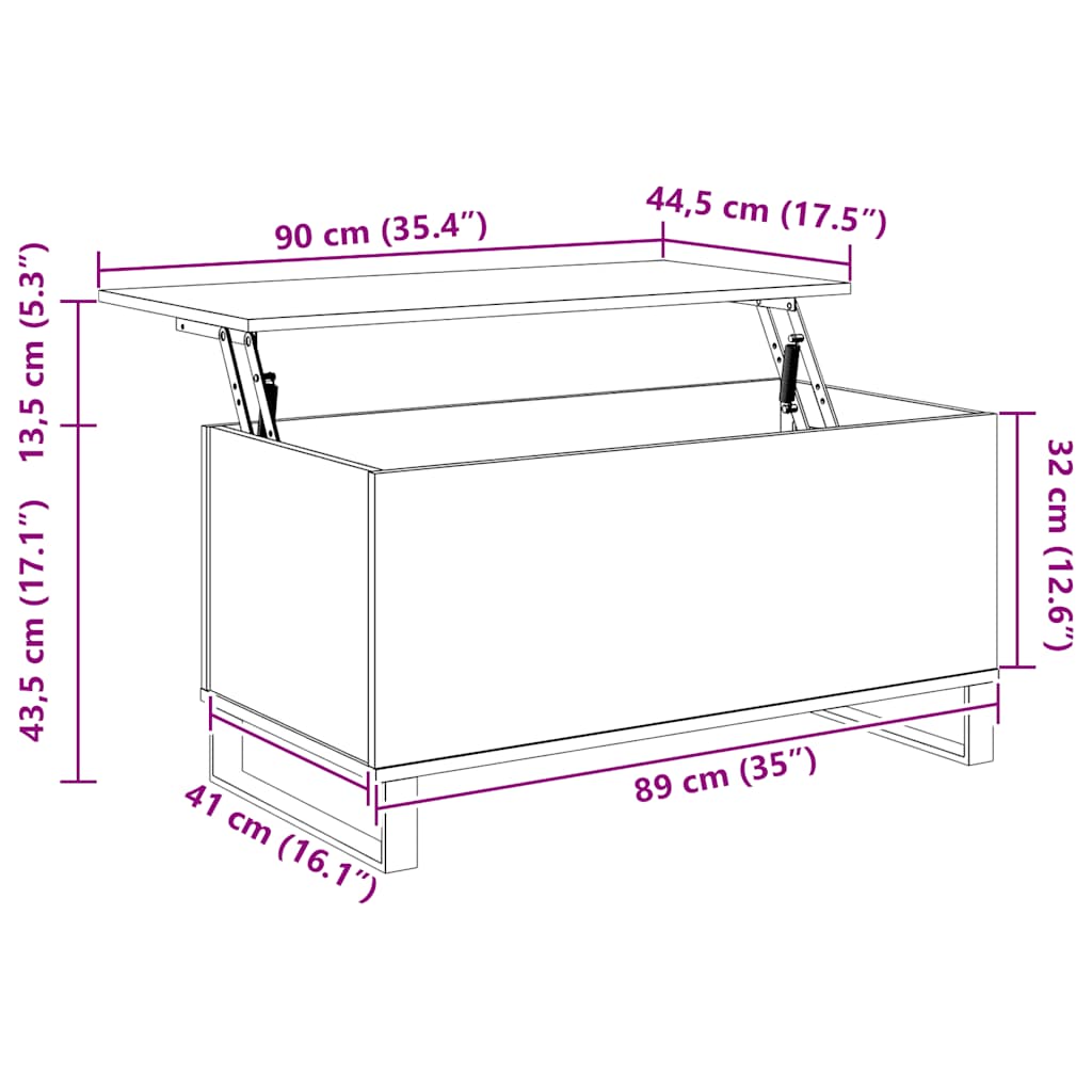 vidaXL Coffee Table Brown Oak 90x44,5x45 cm Engineered Wood