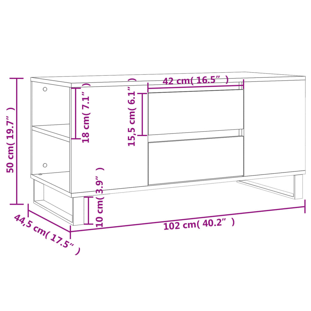 vidaXL Coffee Table Concrete Grey 102x44.5x50 cm Engineered Wood