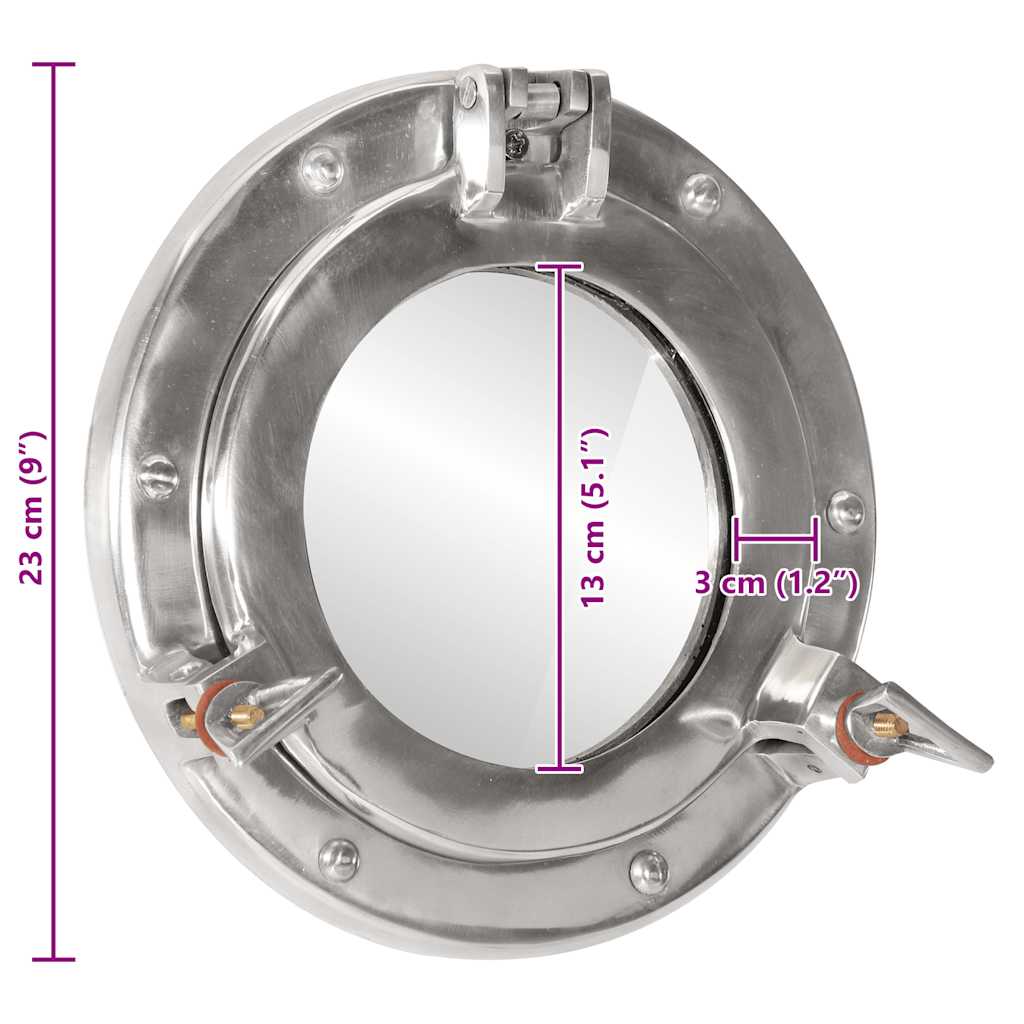 vidaXL Porthole Mirror Wall Hanging Ø23 cm Aluminium and Glass