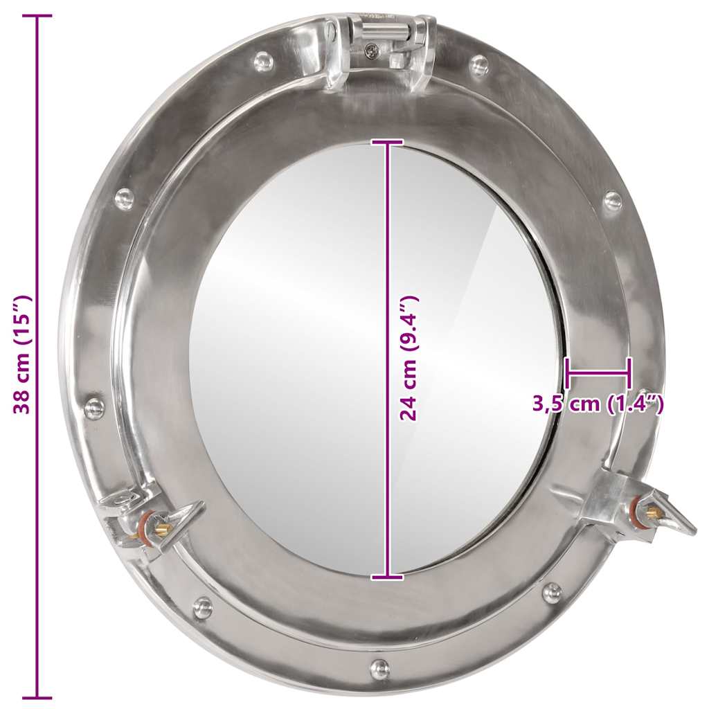 vidaXL Porthole Mirror Wall Hanging Ø38 cm Aluminium and Glass