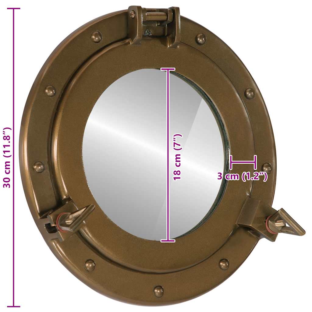 vidaXL Porthole Mirror Wall Hanging Ø30 cm Aluminium and Glass