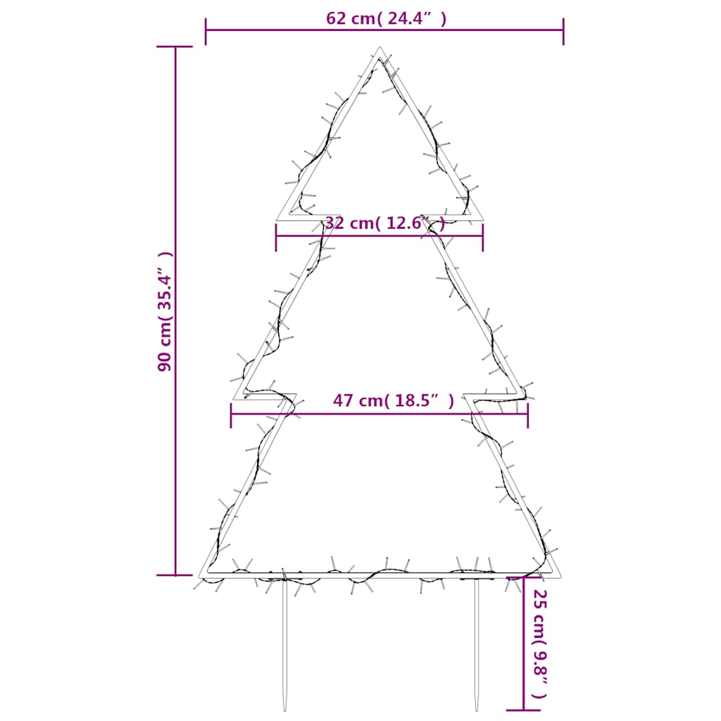 vidaXL Christmas Light Decoration with Spikes Tree 115 LEDs 90 cm