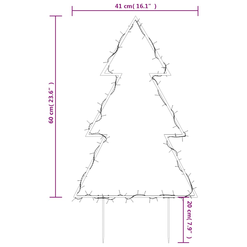 vidaXL Christmas Light Decoration with Spikes Tree 80 LEDs 60 cm