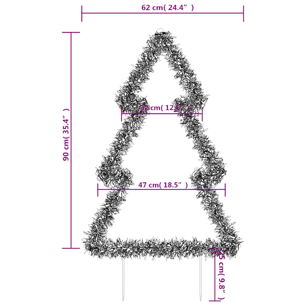 vidaXL Christmas Light Decoration Ground Spikes Tree 115 LEDs 90 cm