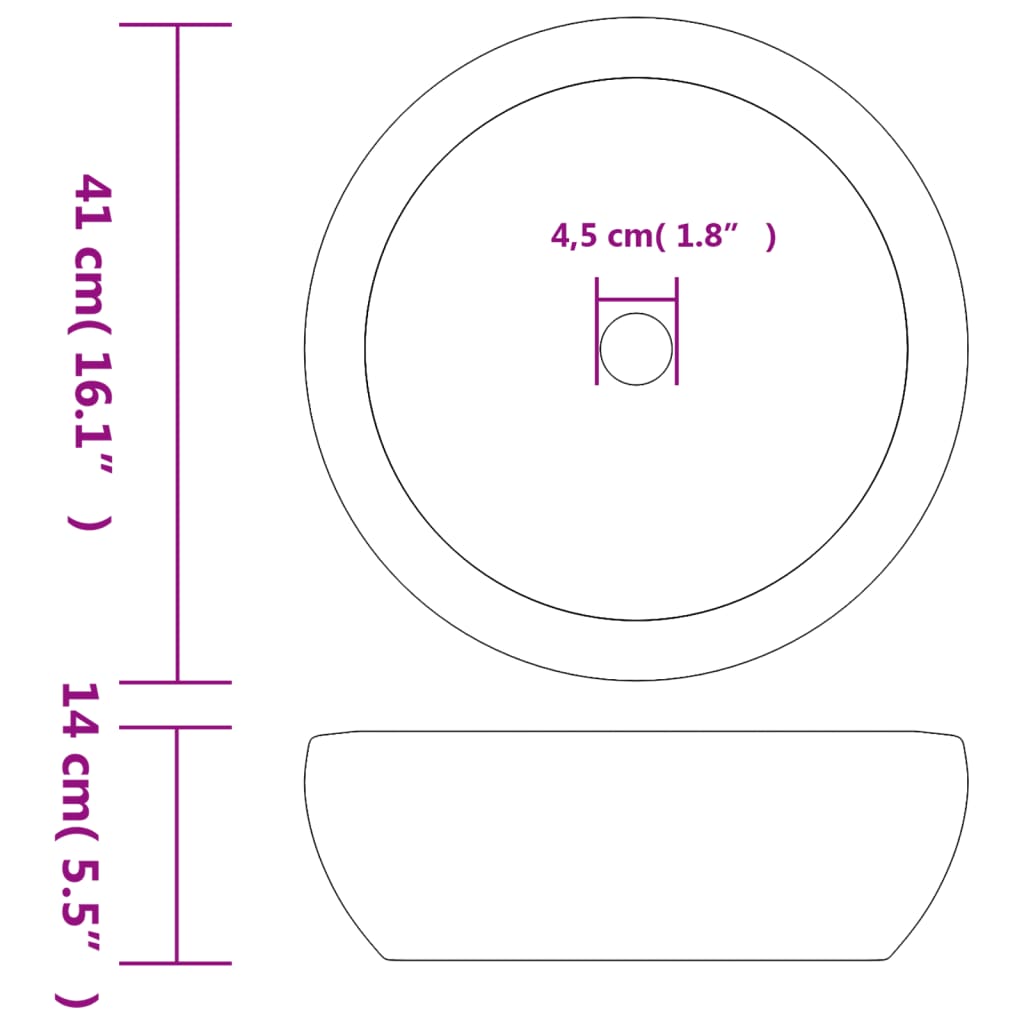vidaXL Countertop Basin White and Blue Round Φ41x14 cm Ceramic